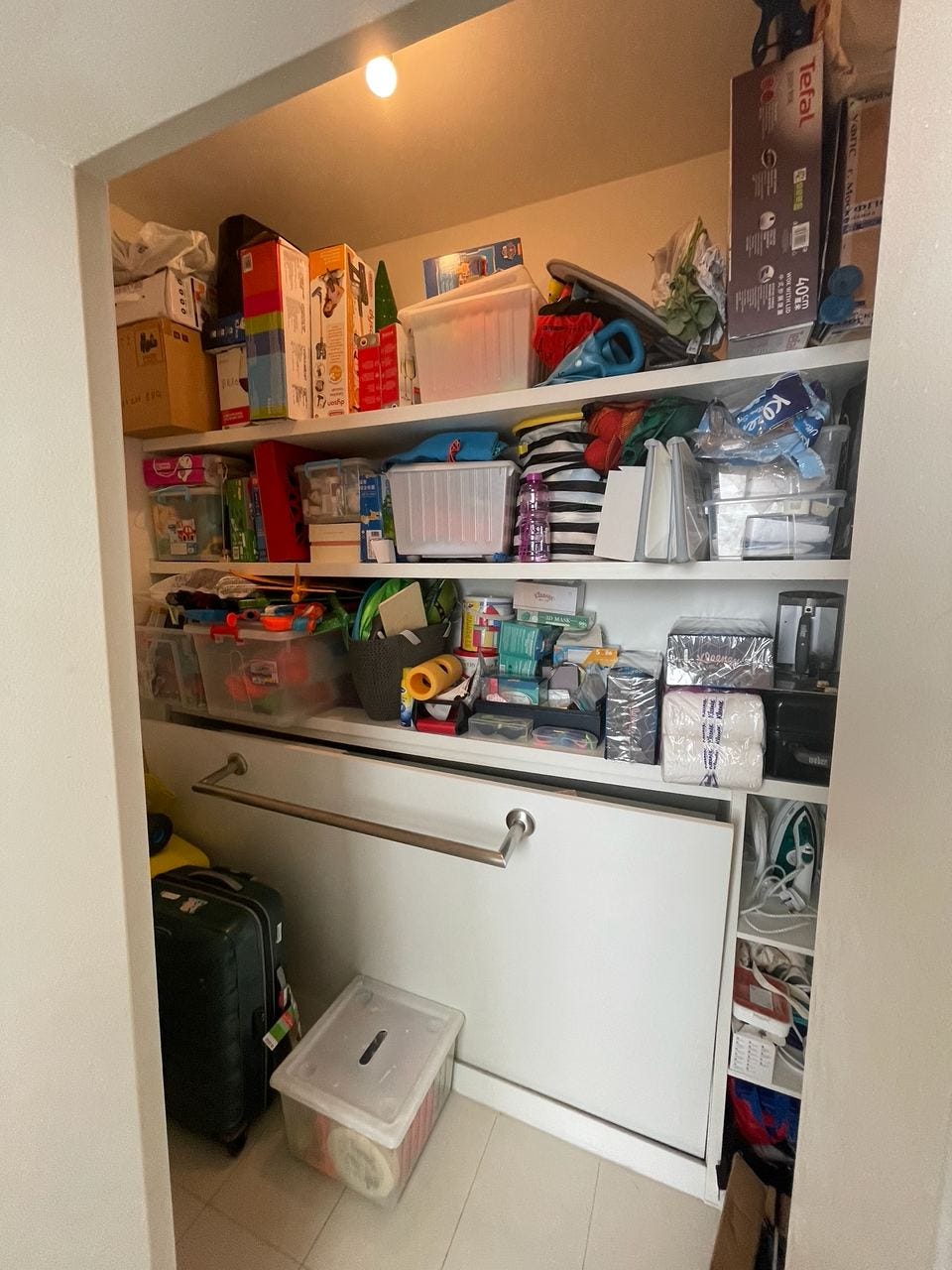 Storage shelves inside a Singapore household shelter