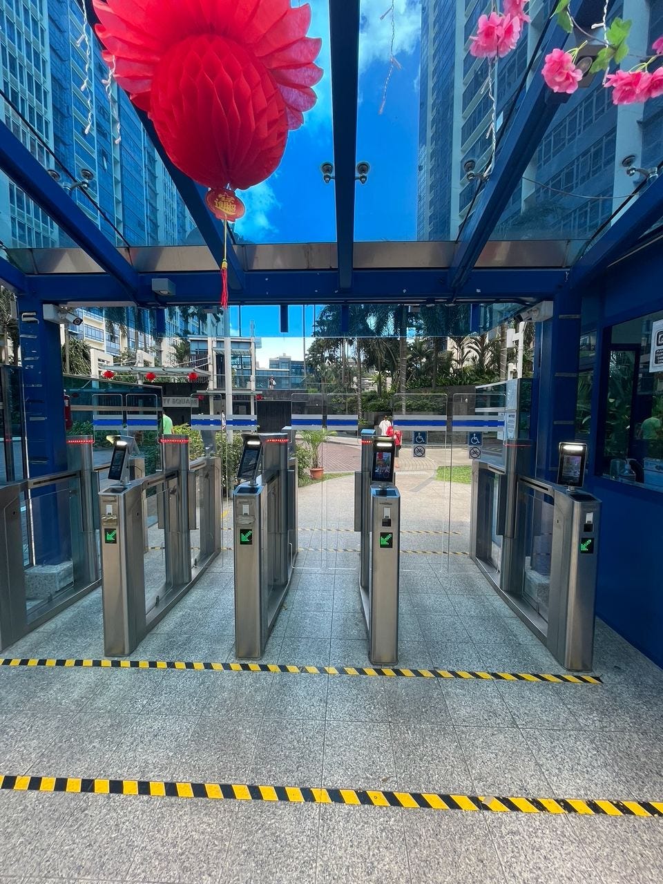 Card-access entrance gates inside City Square Residences
