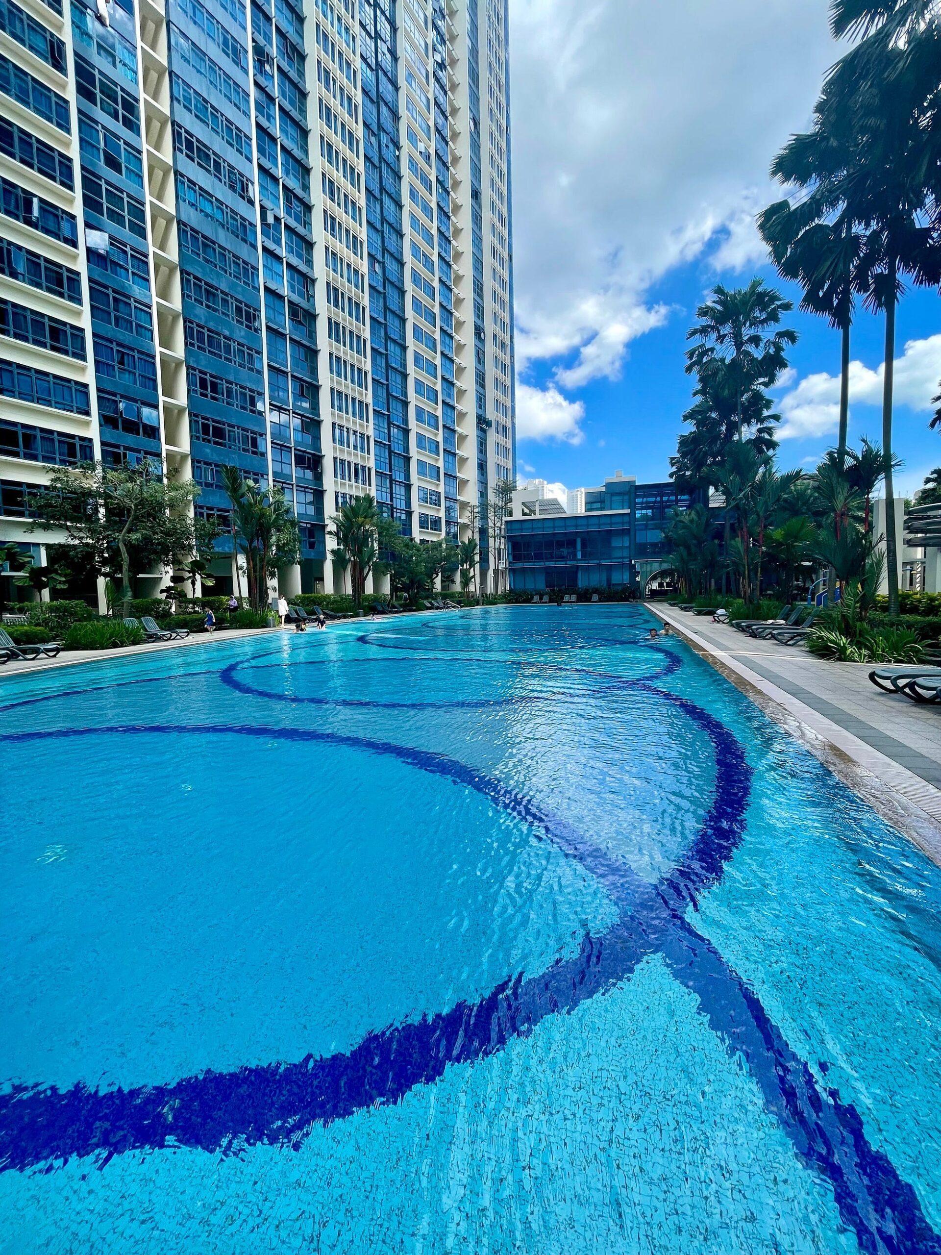 City Square Residences swimming pool between condominium towers
