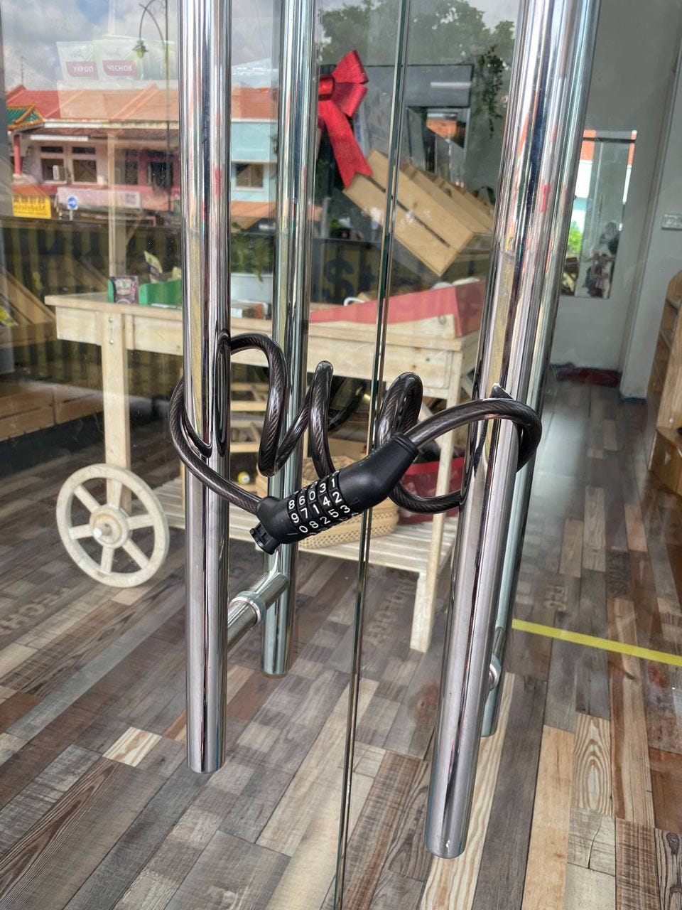 A simple chain used to lock a Singapore shop