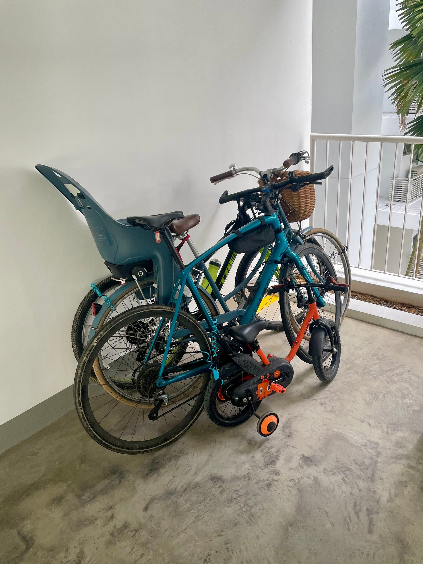 This is how our bikes were stored in the parking lot. Locked and&nbsp;tagged.