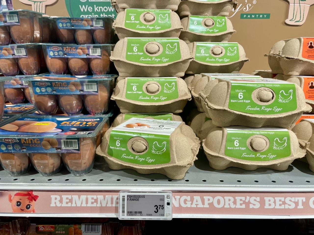 Cartons of fresh eggs at FairPrice Finest