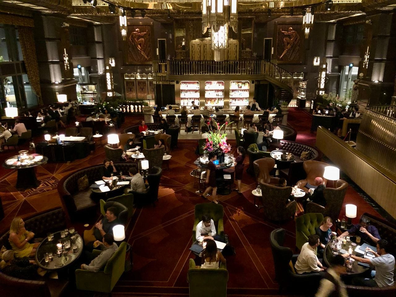 Tables and seating inside Atlas Bar