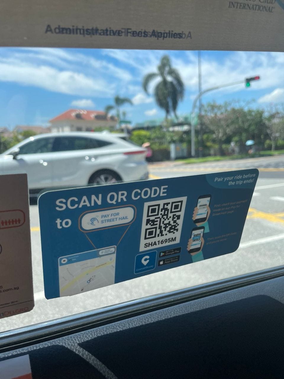 QR payment code inside a Singapore taxi