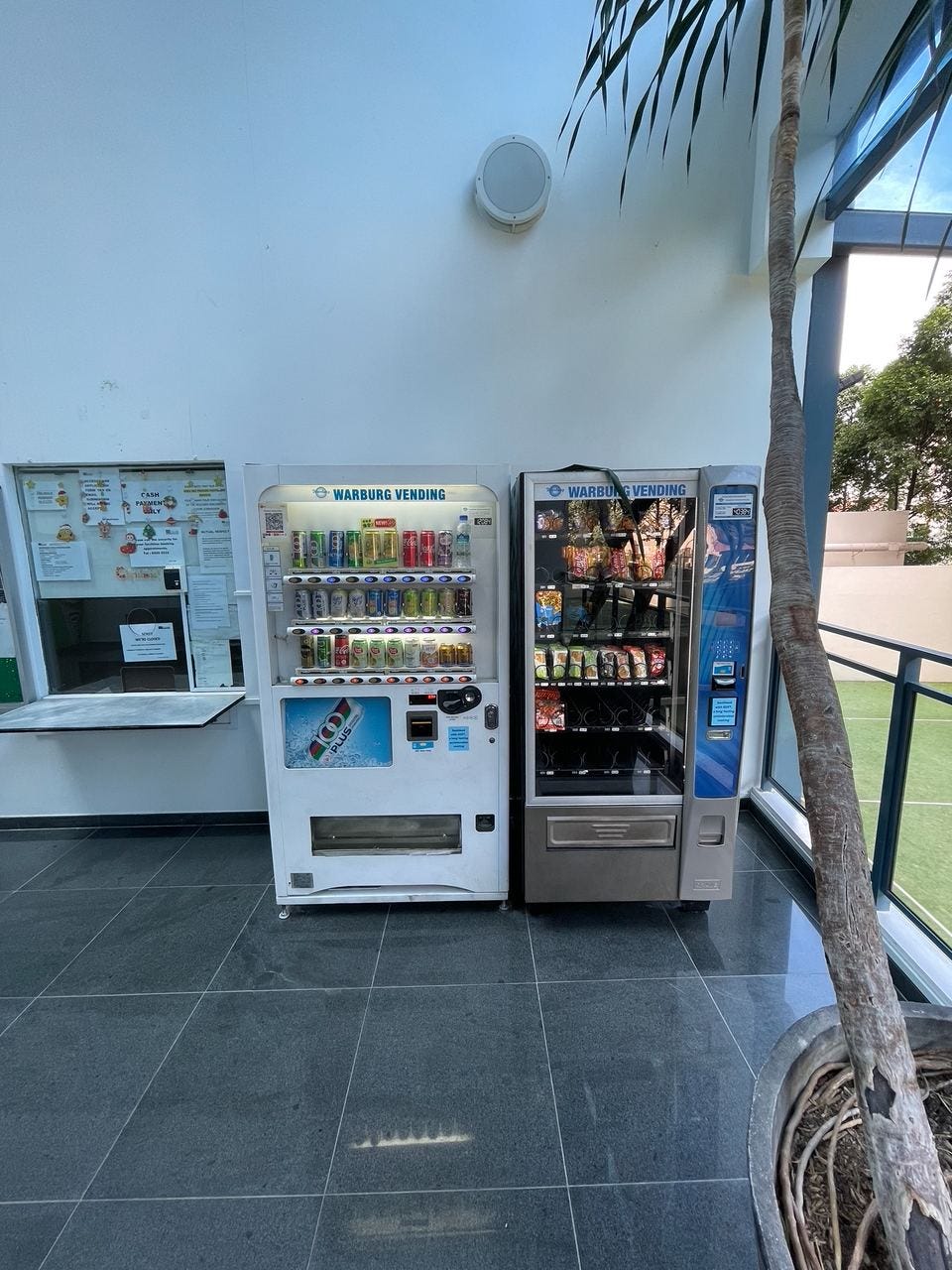 Vending machines beside the condominium pool