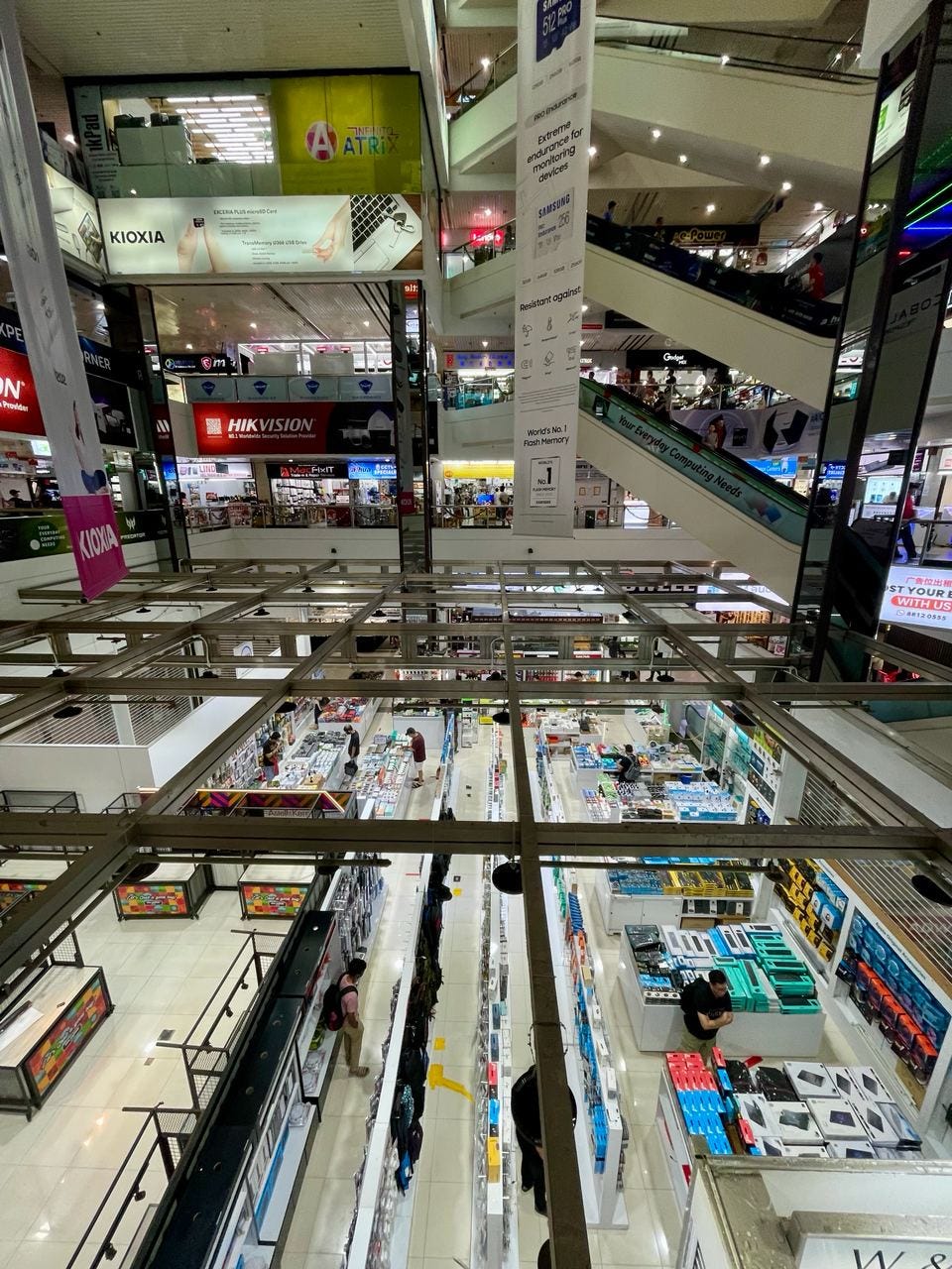 View across the electronics floors of Sim Lim Square