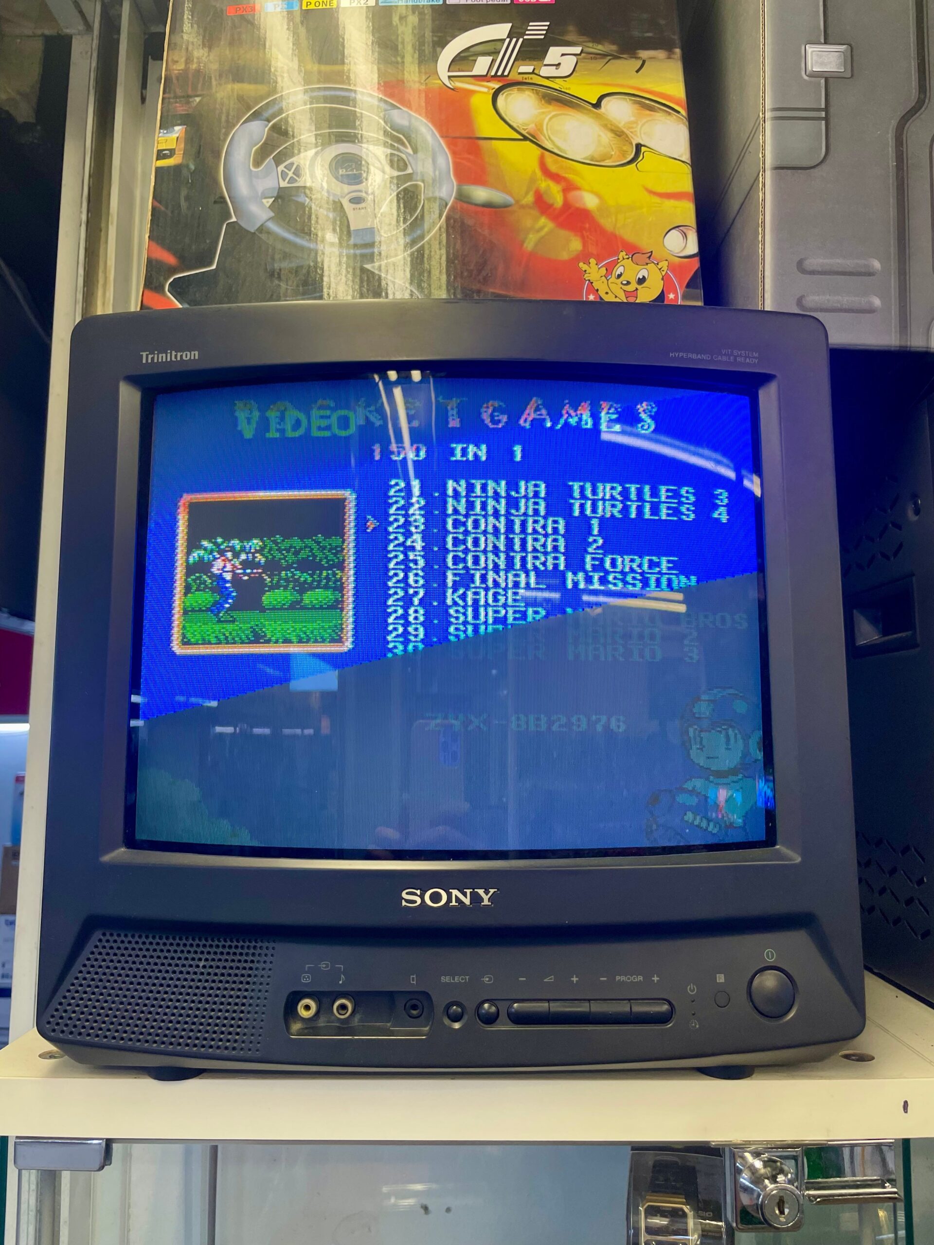 Sony CRT television displaying a video game