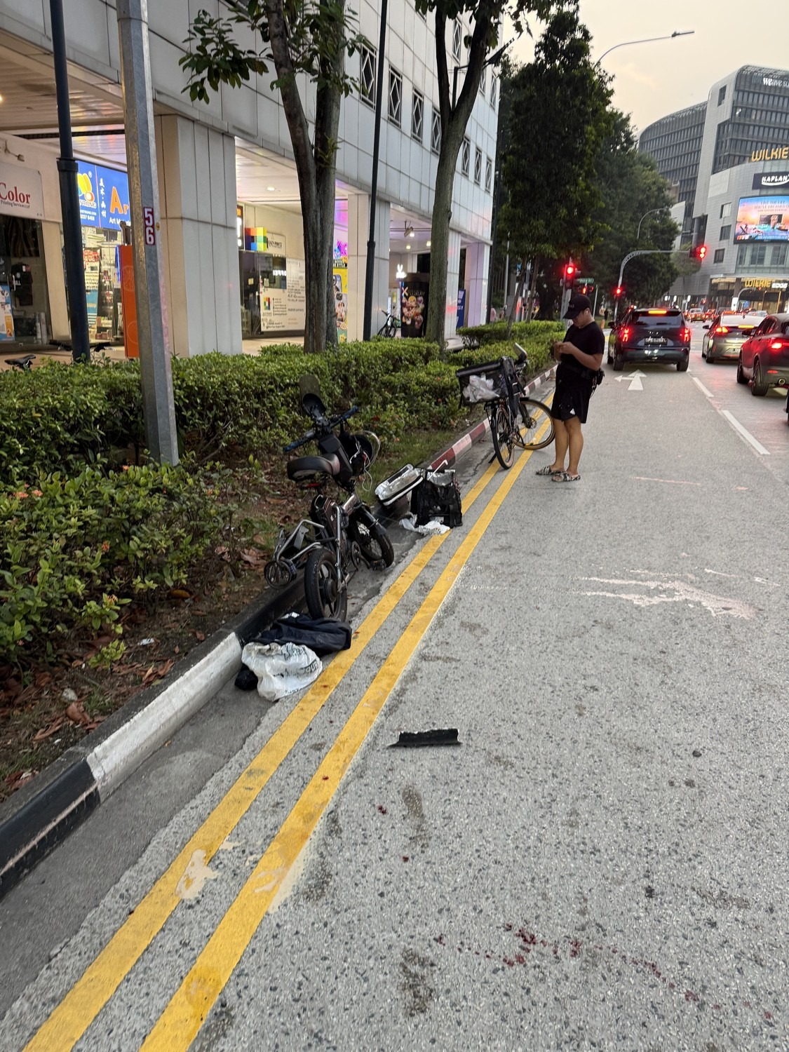 Two bicycles beside the kerb near the accident.